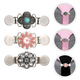 Vintage Retro Cardigan Clip Metal Pullover Clip with Antique Scarf Clip Brooch Pin Costume Accessory for Women Ladies Blouse Cardigan Dresses Jacket Silver Pack of 3, Metal