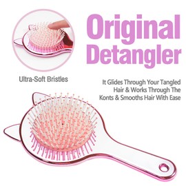 3PCS Hair Brush and Comb Set for Girls, Comb and Mirror Set for Kids, Detangling Brush for Adults & Kids, Hair Brush Comb Set, Hair Comb with Mirror, Hair Brush for Teen Girls Kids Child, Rose Comb