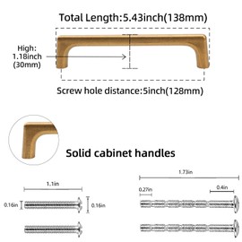 POVEFONK 10 Pack 5 Inch(128mm) Antique Brass Kitchen Cabinet Handles Cabinet Pulls Vintage Drawer Pulls Aged Gold Bronze Kitchen Cabinet Hardware Kitchen Handles Drawer Pulls Dresser Handles