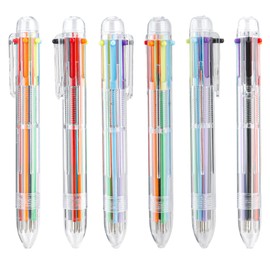 Multicolor Pen in One, Multicolor Ballpoint Pens, 6 Pack Retractable Multiple Color Pens 0.5mm 6-in-1, Rainbow Fun Pens for Kids Birthday Party Favor, Back to School Gift Classroom Prizes for Students