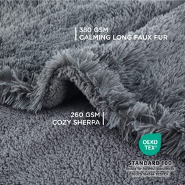 Bedsure Waterproof Dog Blankets Large - Long Faux Fur Dog Bed Blankets Washable for Large Dogs, Fluffy Pet Throw Blanket for Sofa Bed Protector, 100x120cm, Grey