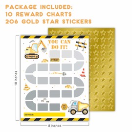 Excavator Reward Chart, Construction Incentive Chart, Positive Behavior Chart, Chore Charts Homework Assignments, Attendance, Teaching Or Family Using, Golden Star Stickers Included-CHART-A08