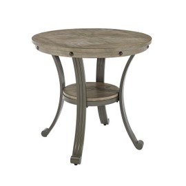 Powell Pewter Metal and Rustic Wood Side Table Franklin Dining