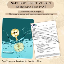 JeweBella 5 Pairs of G23 Titanium Earrings, Women, Men, Children, Medical Stud Earrings, Hypoallergenic Titanium Stud Earrings, Set of Titanium Creoles, Health Stud Earrings Set, Cartilage Piercing