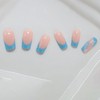 RUOKEXIN Square Press on Nails French Tip Fake Nails Blue