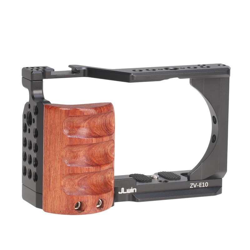 FOTGA Aluminum Camera Cage with Wooden Side Handle Handle for