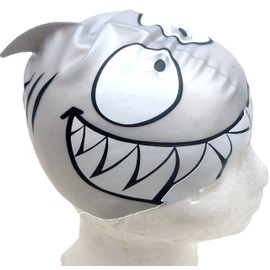 B2A Silver Shark Swim Cap for children