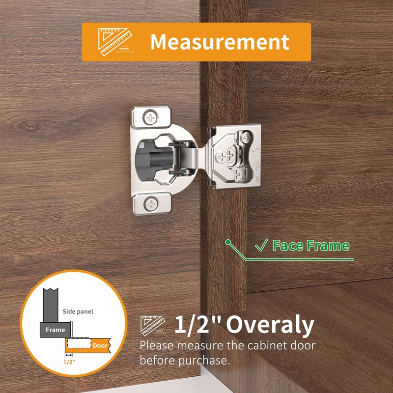 Chibery 20 Pack 1/2" 4D Concealed Hinges for Face Frame