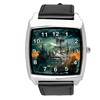 TAPORT Black Leather Square Watch for Ship Fans