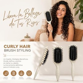 Cepillo Para Cabello Rizado Para Mujeres,cepillo definidor de rizos. | Cepillo para Cabello Ondulado, Desenreda Sin Frizz con Cerdas Suaves,bounce cur