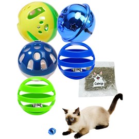 DIYUQISHI 5-Pack Cat Toys with Bells & Catnip for All Cats, Completely Thrilled (1.5'', Basic Cat Toy Set)