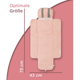 Jubi® Dirty Pink Changing Mat Made of Organic Cotton and ÖkoTex Polyester - Changing Mat for on the Go with Space for 4 Nappies and Wet Wipes