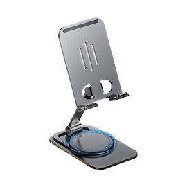 ALLVD Smartphone Stand, Tabletop, Portable Stand, Foldable, Portable, Small, Lightweight, 360° Rotation Angle Adjustable, Tabletop 4-8 Inches (Dark Gray)