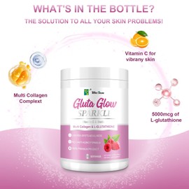 FARWIX Multi Collagen&L-Glutathione Powder–Hydrolyzed Peptides with Vitamin C&Biotin–Supports Skin Brightness, Hydration&Natural Glow–30 Servings