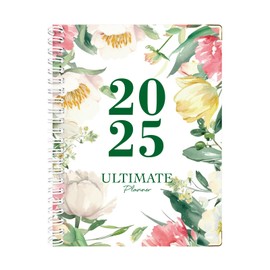 2025 Planner - A4 Weekly and Monthly Planner to Achieve Goals 8.5" x 11", Spiral Bound, Monthly Lables, Ideal for School Office Supplies, Florals