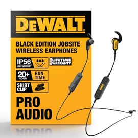 DEWALT Auriculares Bluetooth Inalámbricos - Auriculares Inalámbricos Tras Cuello - Auriculares Inalámbricos Resistentes al Agua con Micrófono - 20+ H de Tiempo de Reproducción