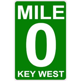 U.S. Custom Stickers Mile 0 Key West Road Sign Sticker 4 Inch