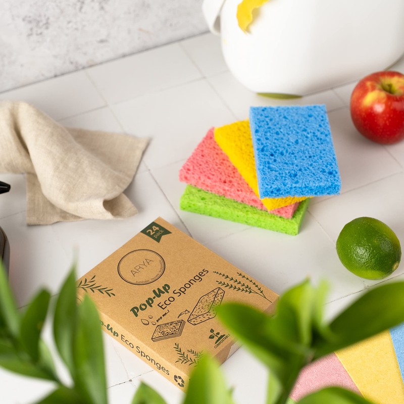 ARYA. | Pop-Up Eco Sponges 24 Pack | Natural Cellulose