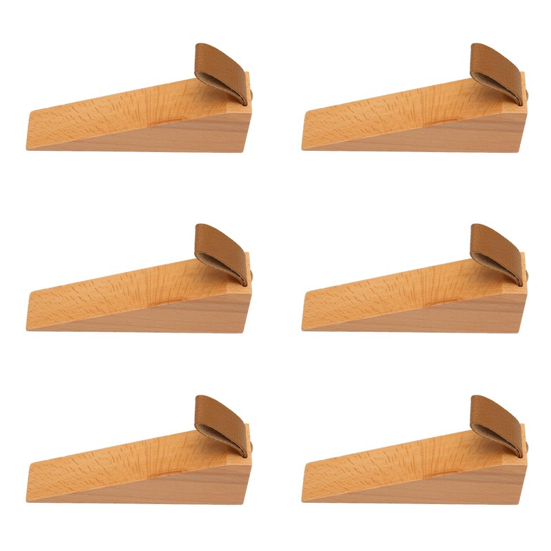 6pcs Door Stopper Wedge Polished Glossy Compact Wooden Firefighter Door
