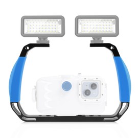 Underwater Video Photo Diving Rig, Underwater Camera Housing Tray Dive Rig with Dual Cold Shoe Mount 1/4 3/8 Inch Threaded Hole, Action Camera Rig forInsta360 for Action 4 (Blue)