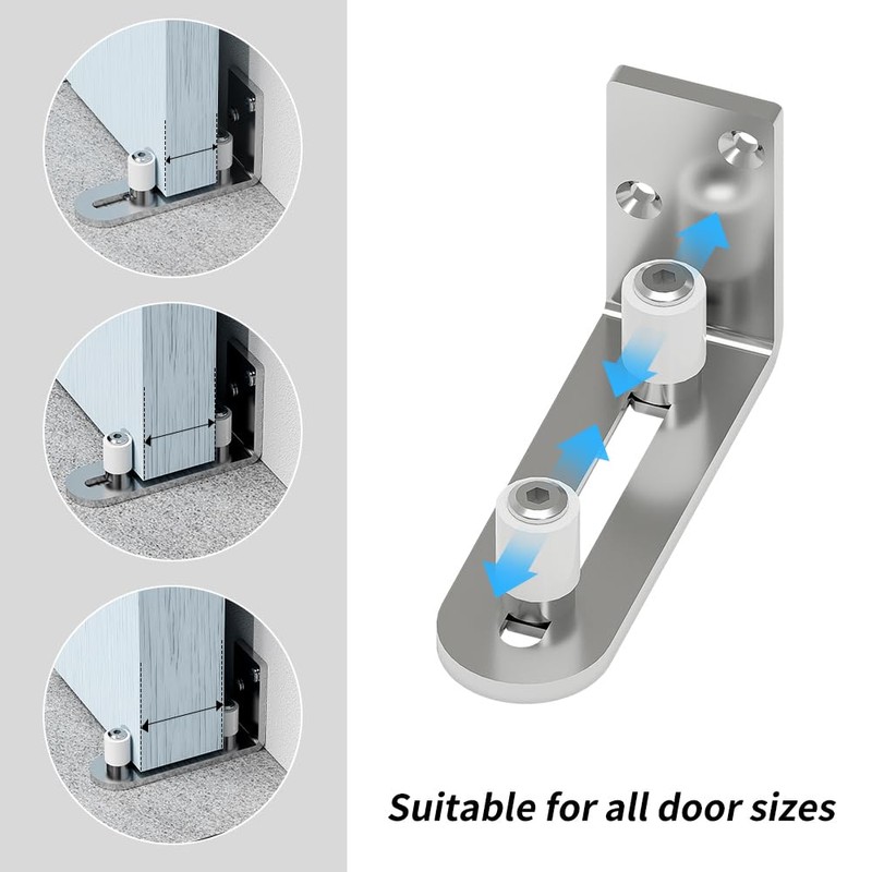 CCJH Adjustable Floor Guide, Sliding Door, Wall/Door, Floor Guide, Stainless