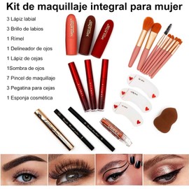 MISS ROSE Set de Maquillaje para Adolescentes, Kit Cosmético Completo Todo en uno,Paleta de Sombras de Ojos de 120 Colores, 7 Brochas de Maquillaje, 6 Brillos de Labios, 2 Lápices de Cejas...