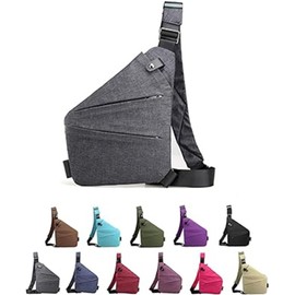 Anti Theft Travel Bag, Slim Sling Bag, Cross Body Travel Bag, Crossbody Travel Bag for Women Men (Gray,Left shoulder)
