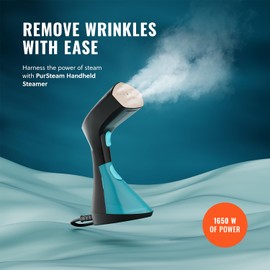 PurSteam Handheld Garment Steamer for Clothes – Powerful Wrinkle Remover with 3 Steam Settings, Large Removable Water Tank, and Fast Heat-Up – Portable Fabric Steamer for Home & Travel