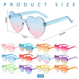 Pack of 12 Heart Sunglasses, Party Glasses, Heart Glasses, Heart-Shaped Sunglasses, Children and Adults for Party Accessories, Photo Props, Birthday, Carnival