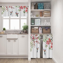 Tayney Floral Kitchen Curtains Sets for Windows, 52x36 Inch, 3 Pack,
