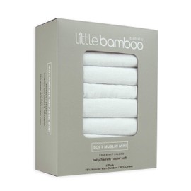 Little Bamboo Muslin Squares Pack, White, 8 Count