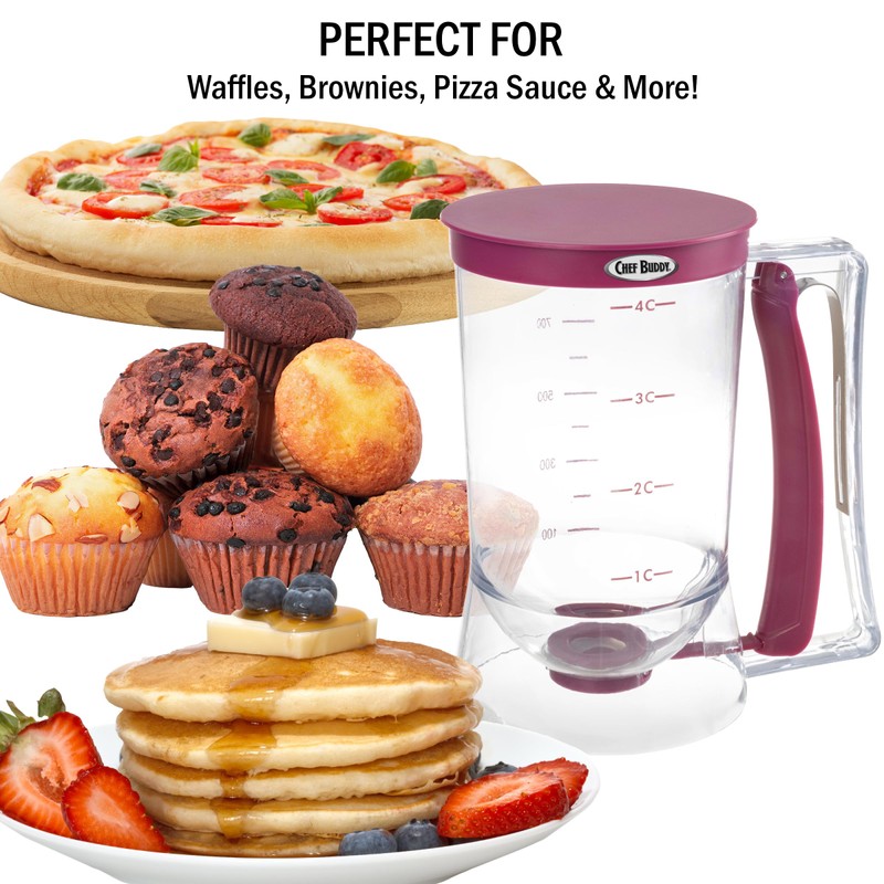 Pancake Batter Dispenser - 4-Cup Batter Dispenser with Squeeze Handle