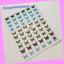 3D Laser Holographic Butterfly Self-Adhesive Nail Stickers Cl25 for Nails Design Nail Art Stickers Decals Supplies Manicure Tips Sticker Colorful for Nail Decorations