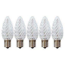 EZLS C9 Pure White Faceted LED Bulbs - 5 Pack of Pure White Faceted C9 Replacement Bulbs