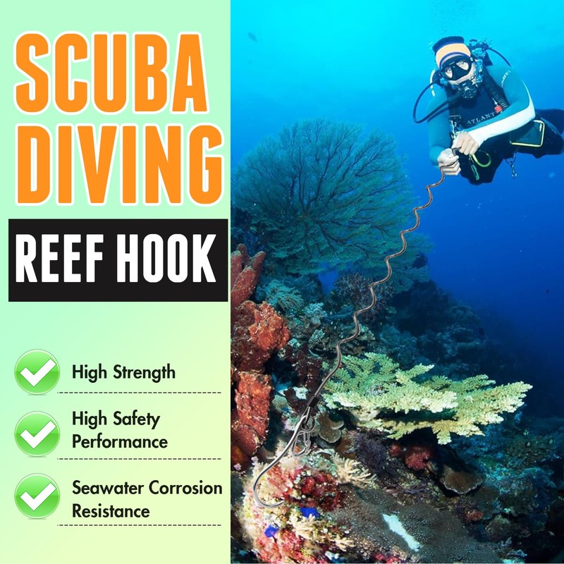 OVOVFANY Scuba Diving Reef Hook, 316 Stainless Steel Single Reef