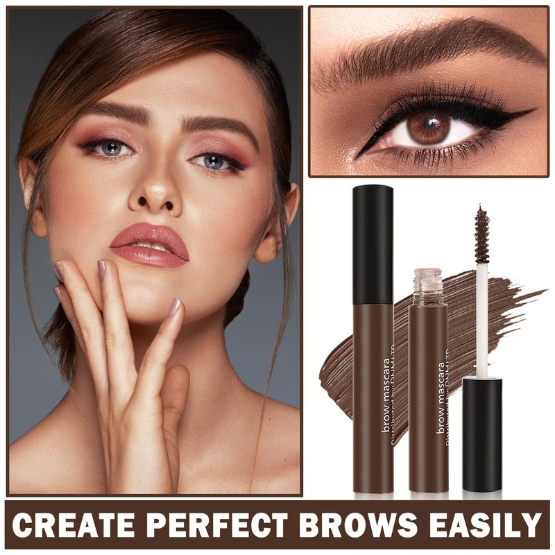 QIUFSSE Eyebrow Mascara Brown Brow Glue,2PCS Waterproof Eyebrow Gel Tinted