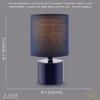 Modern Midnight Blue Glossy Bedside Table Lamp with Cotton Fabric