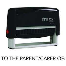 Traxx 9016 70 x 10mm - Stock Self-Inking School Rubber Stamp - to The Parent/Carer of Stamp in Black Ink