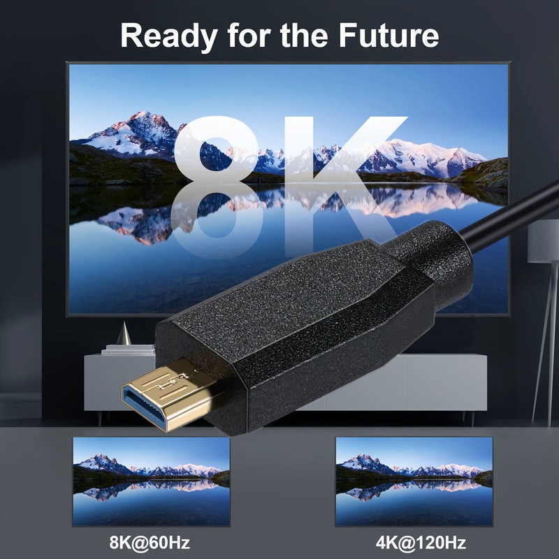 Mini to Micro HD Multimedia Interface Connection Cable 8K At