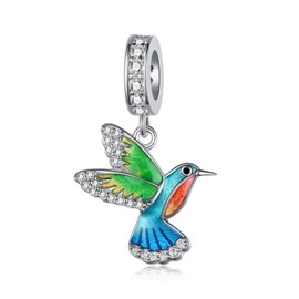 Fuguangju Hummingbird Charm 925 Sterling Silver Bird Charms Cute Animal Hummingbird Jewelry for Women Hummingbird Gifts