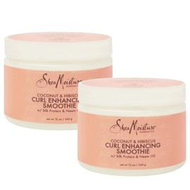 Shea Moisture Curl Enhancing Smoothie, Coconut & Hibiscus Curl Cream with Shea Butter & Coconut Oil for Curly Hair Care, Frizz Control, Curl Defining Cream, Leave-In Conditioner, 12 Fl Oz (Pack of 2)