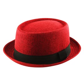 Adult Pork Pie Trilby Fedora Jute Hessian Hat Band Unisex (Breaking Bad Heisenberg Style) Burgundy Red (60 cm)