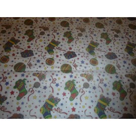 Unbranded Christmas Decorations on White Cotton Fabric (44" Wide x 36" long)
