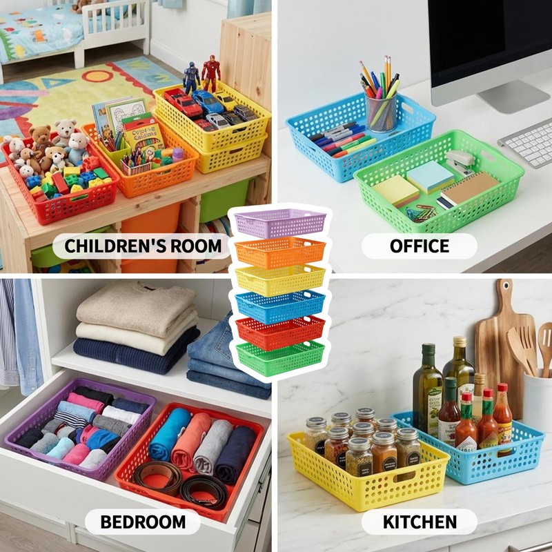 6 Pack Classroom Paper Basket, A4 Organizing Boho Trays for