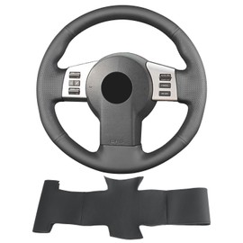 Yeolpise Funda de volante cosida a mano, compatible con Nissan Navara 2005 2010/Pathfinder 2005 2008 2010/Xterra 2005 2009/Pathfinder EUR 2005/Frontier 2009, funda de volante de piel de microfibra transpirable