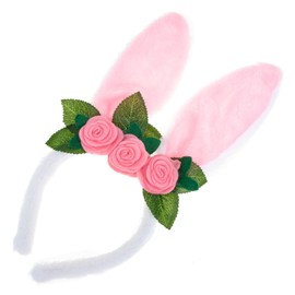 SAFIGLE Plush Rabbit Ears Headband with Flower Design for Adorable Hair Accessory for Easter Parties Comfortable and Durable Headdress
