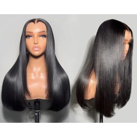 Wear and Go Women's Vietnamese Raw Hair Bone Straight Wig 100% Natural Human Hair Wigs Glueless HD Lace Front Burmese Curly Wigstyle: Body Wave, stretched length: 10 inches, Lace Size: hd 4x4 closure wig 180%