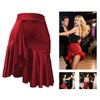 ZYMOZYM Women Black Asymmetrical Lotus Latin Dance Skirt with Underpants