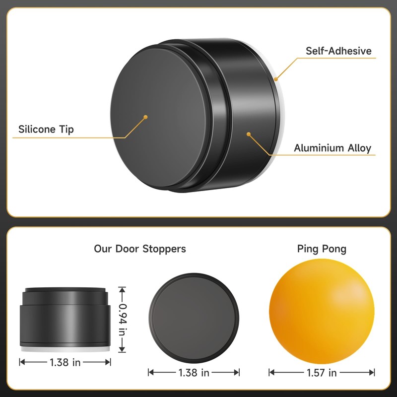 2PCS Door Stoppers for Wall Protector with Adhesive, Aluminum Door