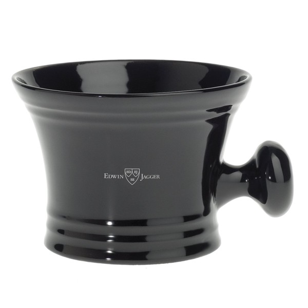 Edwin Jagger Porcelain Black Shaving Bowl with Handle
